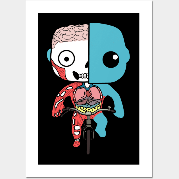 Kawaii Human Anatomy Riding A Bicycle Wall Art by Donald Agunikyle Merch